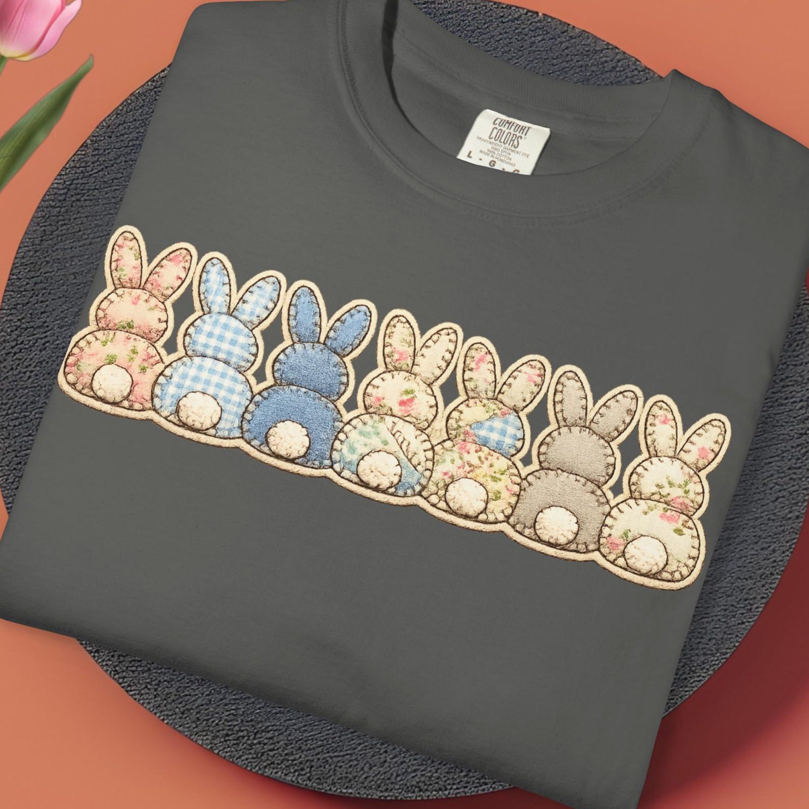 Comfort Colors Bunny T shirt, Bunny Row Tee, Bunny Butts Shirt, Cute Spring RabbiT shirt, Pastel Animal Tee Gift S