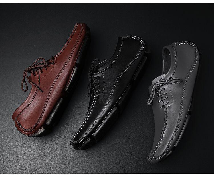 Men's Genuine Leather Driving Loafers - Wide Fit, Autumn/Winter Casual Korean Style