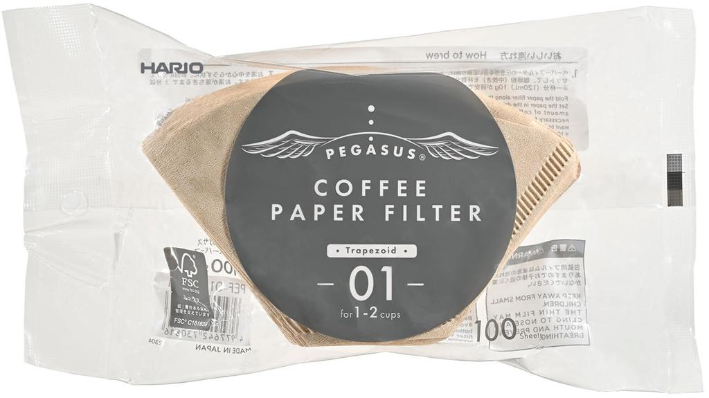 Hario Pegasus Kaffeepapierfilter 01 M 100 Blatt Made in Japan Für Tassen Braun x 5 1-2 PEF-01-100M [Artikel]