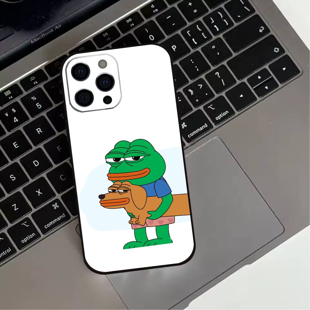 Funny P-Pepe Frog Sad  Phone Case For iPhone 17,16,15,14,13,12,11 Plus,Pro Max,XS,Soft Silicone Black Cover