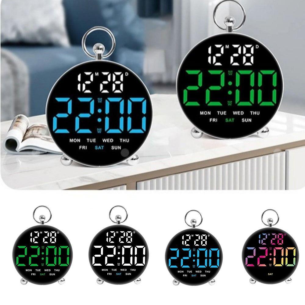 Large-Screen Digital Alarm Clock Round Shape Table Clock Creative Electronic Clock Desktop Use