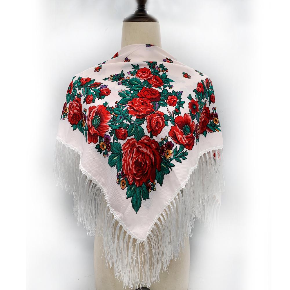 Luxury Floral Print Russian Square Scarf