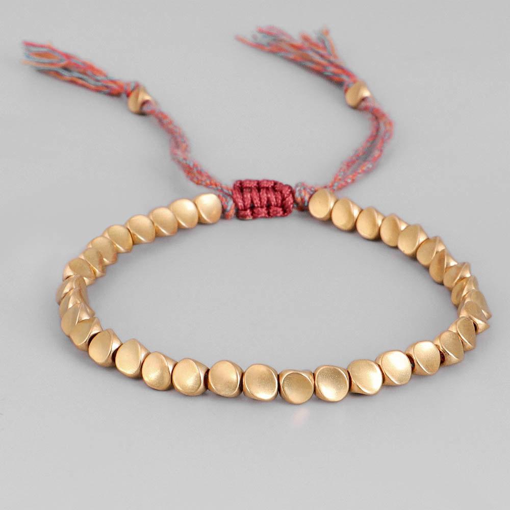 

Handmade Tibetan Buddhist Braided Copper Beads Cotton String Women Men Bracelet