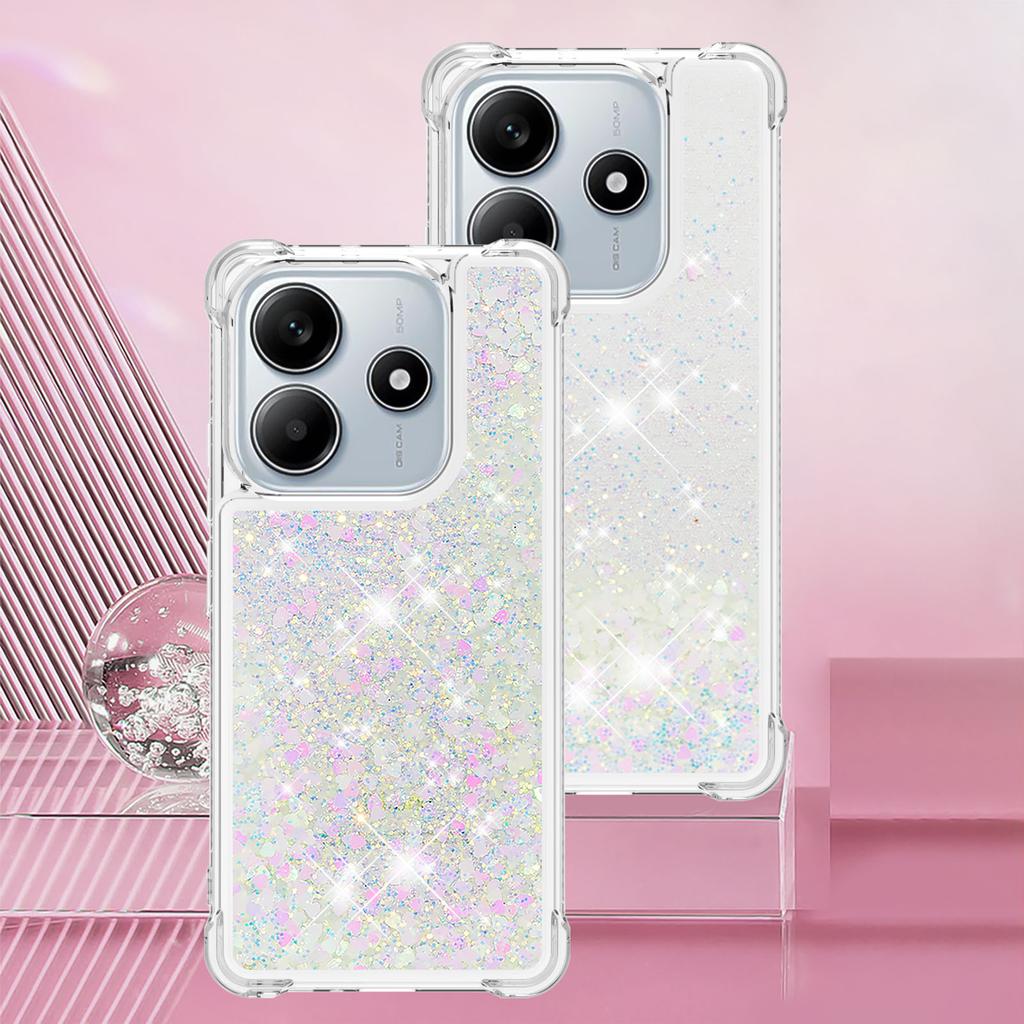 Bling třpytivý tekutý kryt s tekutým pískem pro Xiaomi Redmi Note 14 4G Note14 Poco M7 Pro 5G Proti pádu Ochranný Roztomilý Průhledný Kryt