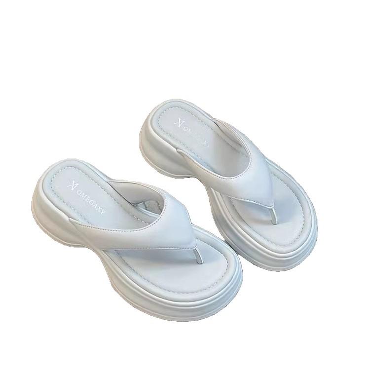Flip-flops Women's Summer Outer Wear 2025 Summer New Thick Soft Bottom Fashionable Versatile Seaside Beach Sandals Pinch Slippers