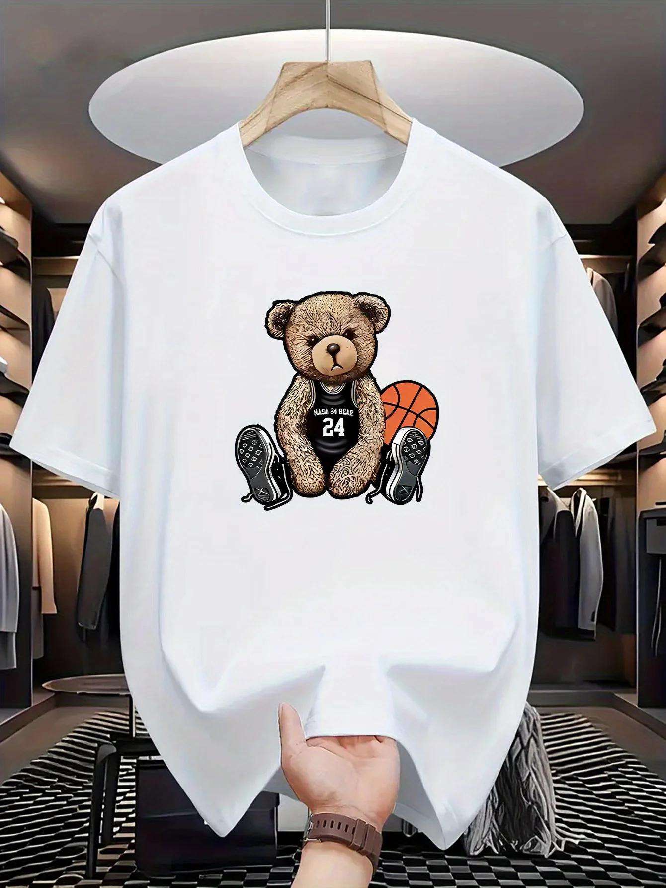 

Sports Round Neck Short Sleeve Gothic Graphic Shirts Fashion Womens Summer Fashion Casual Casual Bear Printed Aesthetic Clothes S