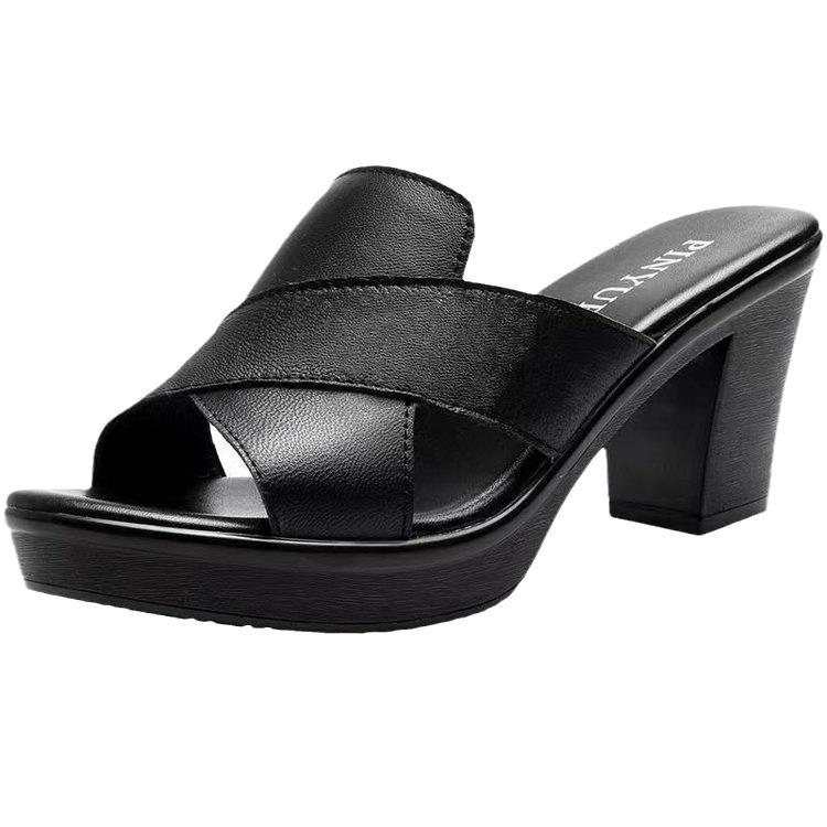 Large Size New Women's Sandals Thick Heels High Heels Anti Platform Versatile Casual Women's Shoes