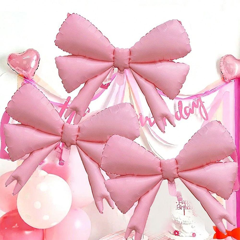 Reusable Pink Bow Balloons  for Girls Birthday Baby Shower Decorations Wedding Decorations