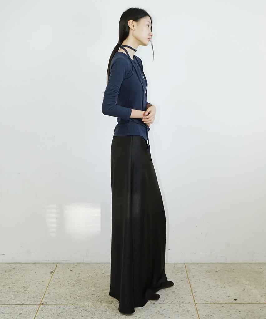 Probo Satin Maxi Elastic Skirt / Black