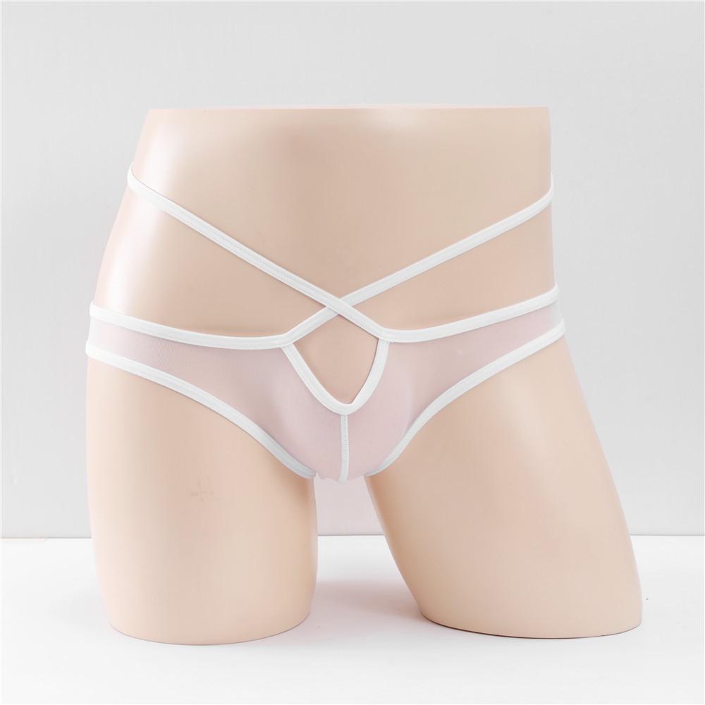 Men Hole In Front Thongs Lingerie Men'S Bulge Enhancing Thong G-String Underwear Pouch Mesh See Through Underwear Hollow Panties