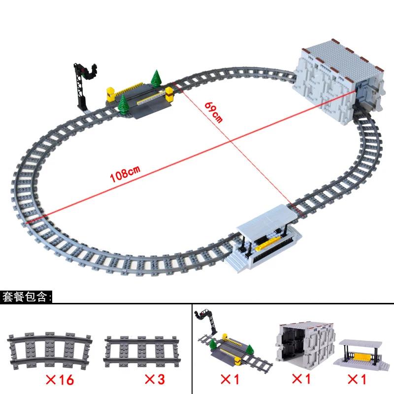 Compatible With LEGO MOC Railroad Bridge Train Track Combination Scene Building Blocks DIY Cross Track Bricks Toys Rail Car
