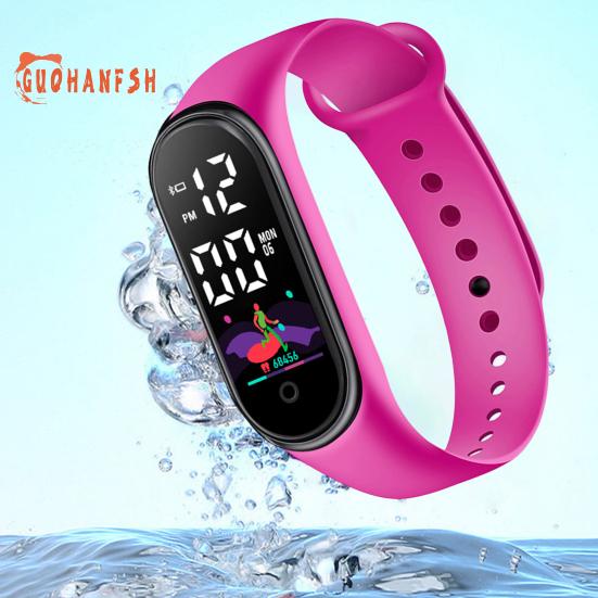 Fashion Sports Bracelet with LED Display, Rounded Dial, Adjustable Silicone Strap, Digital Watch