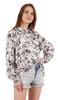 Inkmeso Printed Long Sleeve Oversized Shirt For Women  S Loose Fit Button-Down Shirts