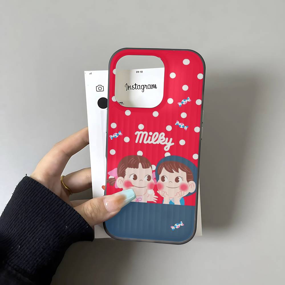 Fujiya Milky Peko Chan For IPhone 16 15 14 13 12 11 17 Pro Max Plus Wave Corrugated Phone Case Anti Drop Cover