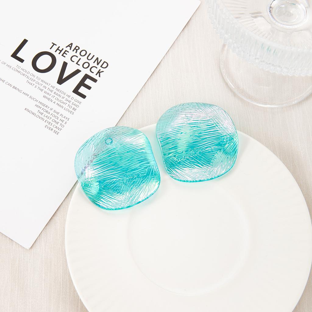 Dopamine Shrimp Stud Earrings Exaggerated Acrylic Geometric Oval Earrings Temperament Niche High-End Earrings