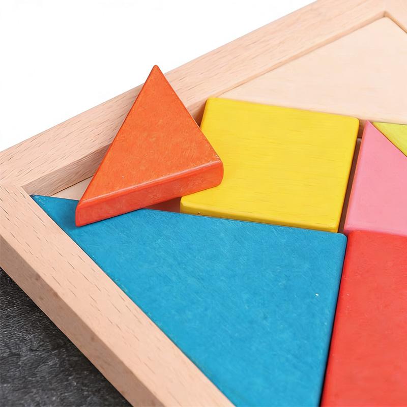 Wooden Tangram Puzzles for Kids Geometric Shape Educational Toys Brain Logic Blocks Students Back to School Gifts