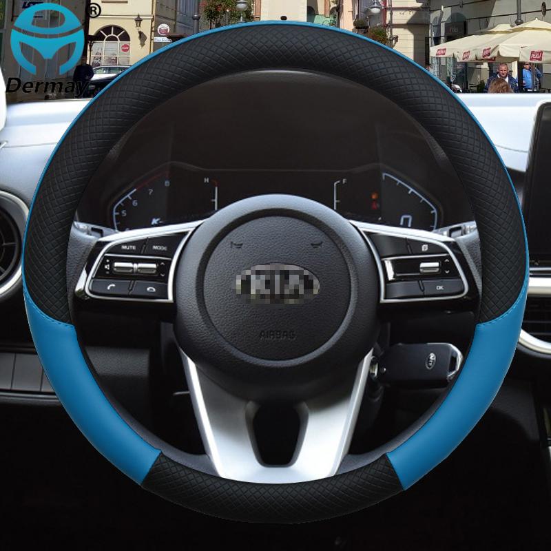 100% DERMAY Brand Leather Sport Car Steering Wheel Cover for Kia Sorento I II III Sorento PRIME 2002- Auto Accessories