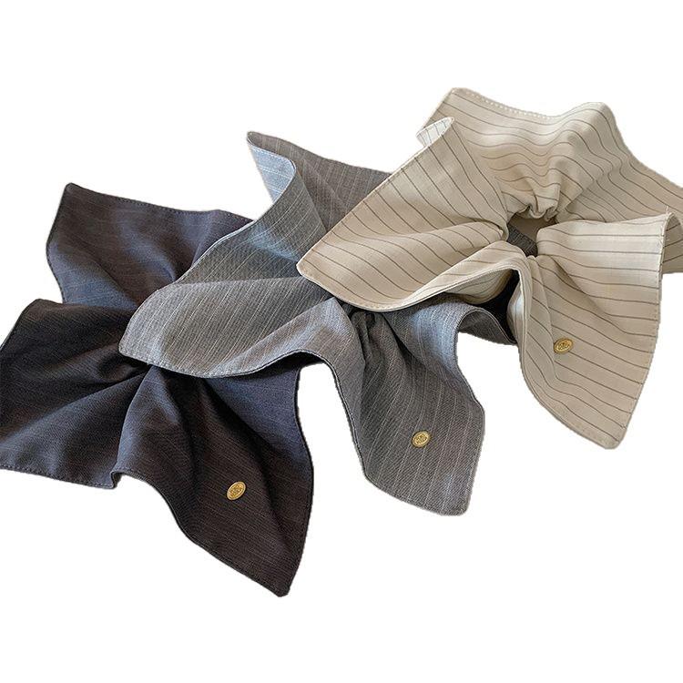 Elástico de Cabelo Estilo Lenço Listrado de Alta Qualidade Coreano para Mulheres - Tamanho Grande