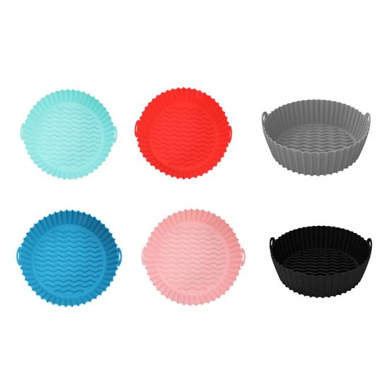 Silicone Air Fryer Liner with Handles Round Foldable Mats for Baking Frying Steaming Food-Grade Non-Stick