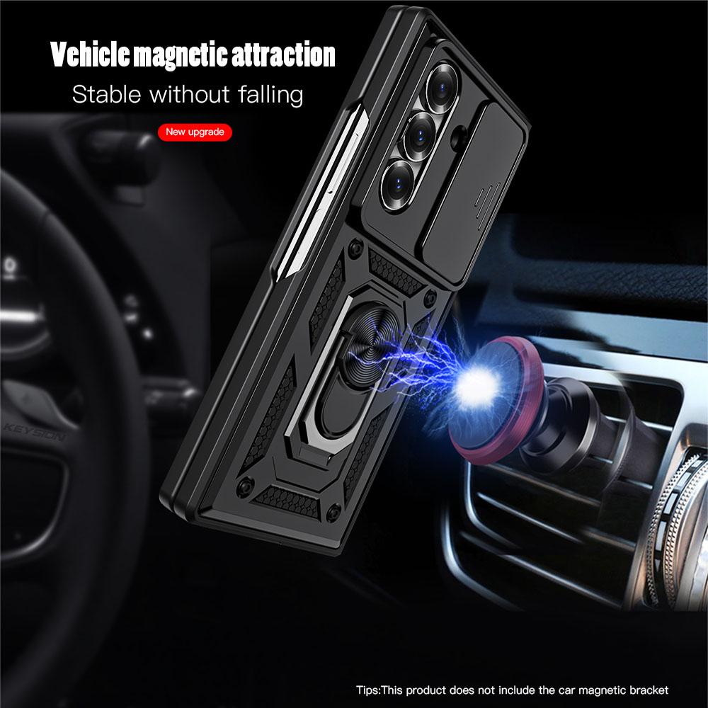 KEYSION Shockproof Case for Samsung Z Fold 7 6 5 Slide Camera Protection Ring Stand Phone Back Cover for Galaxy Z Fold 5 6 7 5G
