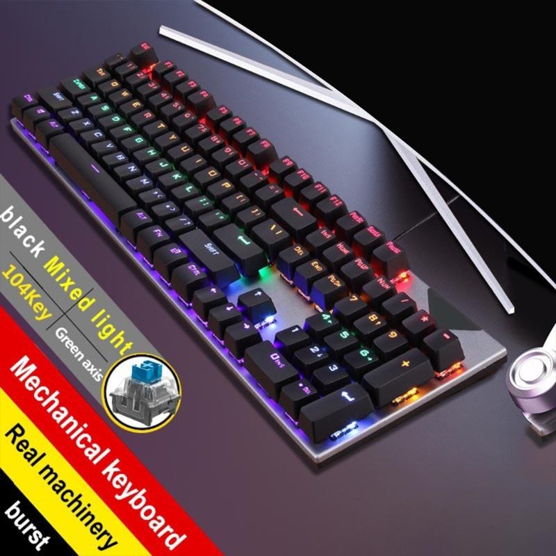 Thin Wireds Mechanical Keyboards RGBs LED Backlighting and ABS Keycaps Blue Switches for Gaming