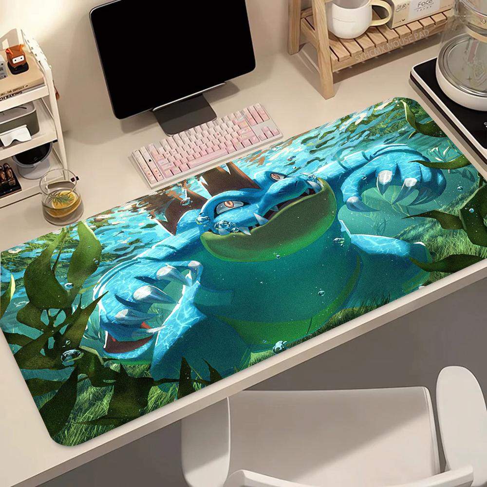 Anime Mouse Pad 900x400 Gaming Accessories Carpet Gamer Keyboard Desk Mat P-pokemon Feraligatr Non-Slip Laptop Notebook Mousepad