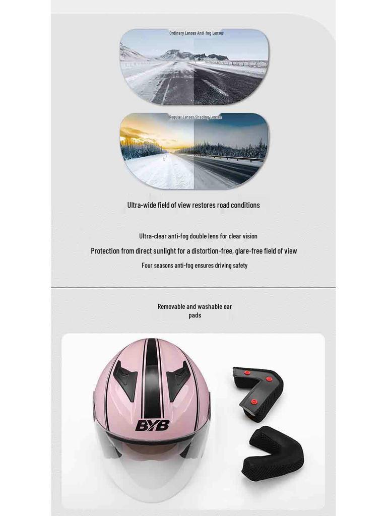 Dual-Lens Anti-Fog Motorcycle & Electric Vehicle Helmet