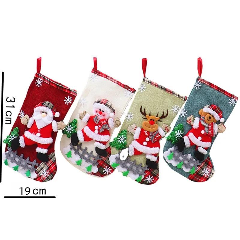 Christmas Stockings Large Capacity Christmas Socks Santa Claus Snowman Christmas Tree Decorative Bag Candy Bags Xmas Gift Bags