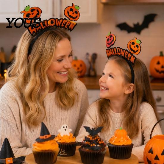 Holiday Party Hair Accessories Halloween Pumpkin Headband for Adults Kids, Orange Felt Non Woven Fabric Headpiece Headpiece, No Slip Cosplay