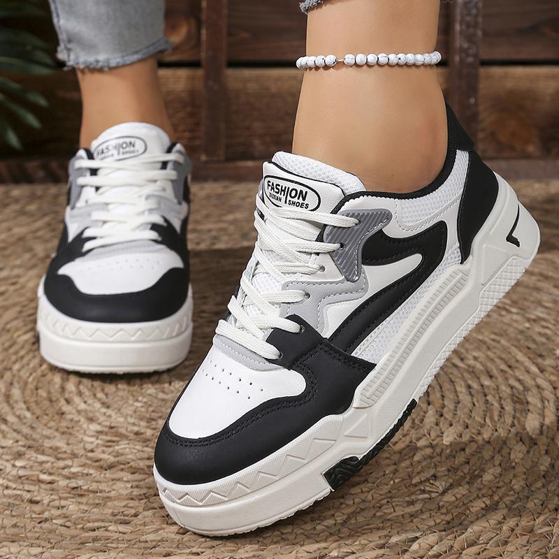 Fashion Mix Color Platform Sneakers Women 2025 Autumn Lace Up Thick Bottom Vulcanized Shoes Woman Mesh Breathable Running Walking Shoes