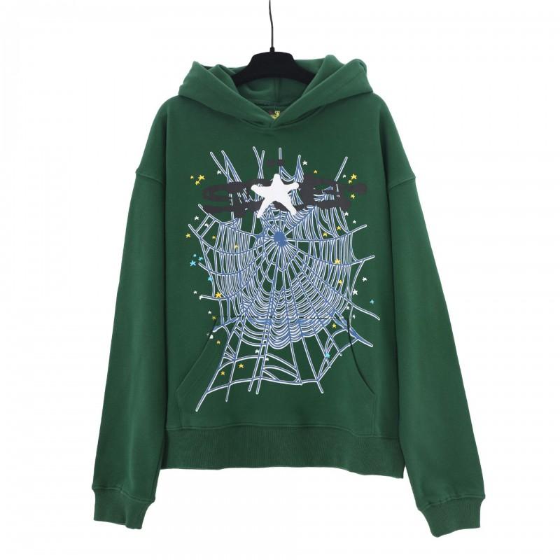 Sp5der Star Spider Foamed Letter Print Fleece Lined Hoodie Pants Set Teens Casual Streetwear Outfit