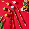 12Pcs Christmas Pencils With Cartoon Eraser Santa Claus Xmas Tree Wooden Pencils For Student School Supplies Children'S Gifts
