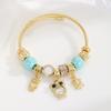 Gold Plated Bracelet for Women with Diamond Inlay, Fish Tail Dolphin Alloy Pendant, Adjustable Wristband