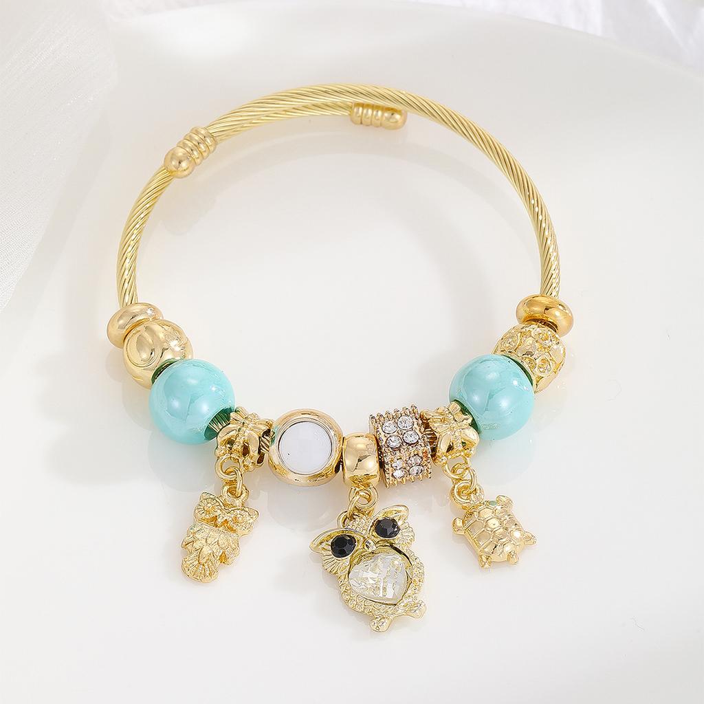 Gold Plated Bracelet for Women with Diamond Inlay, Fish Tail Dolphin Alloy Pendant, Adjustable Wristband