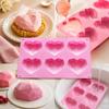Silicone Mold, Pink 6-Cavity Diamond Heart Shape for Mousse Cake, Mirror Glaze Desserts, DIY Baking and Pastry Decorating