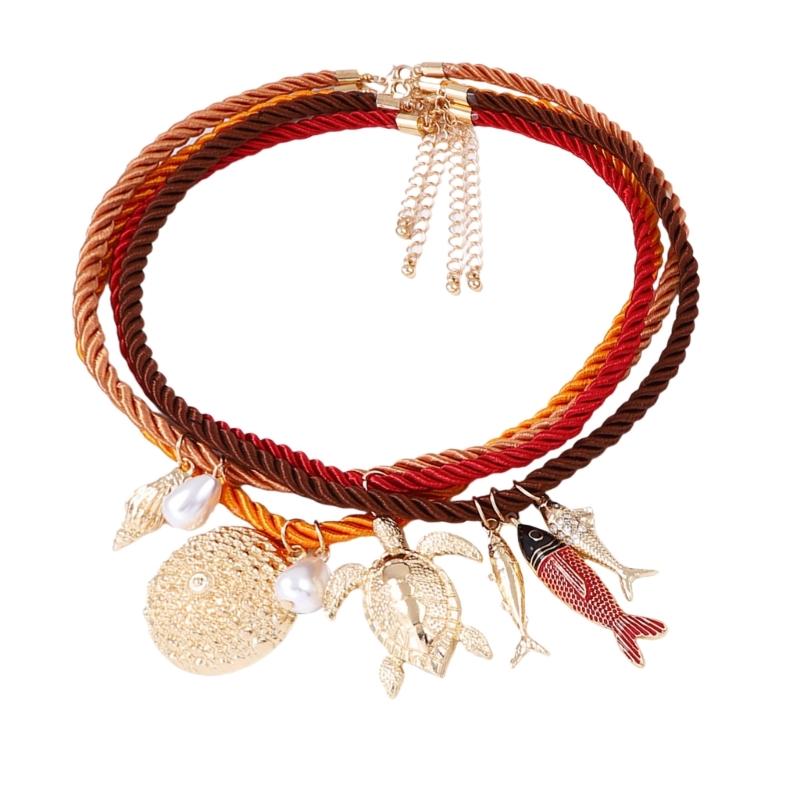 Coastal Style Animal Charm Necklace Zinc Alloy Lightweight Beach Party Jewelry With Adjustable Chain Length