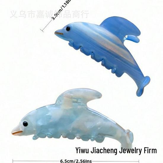 Elegant Acetate Dolphin Claw Hairpin: Ocean-Inspired Updo Shark Clip
