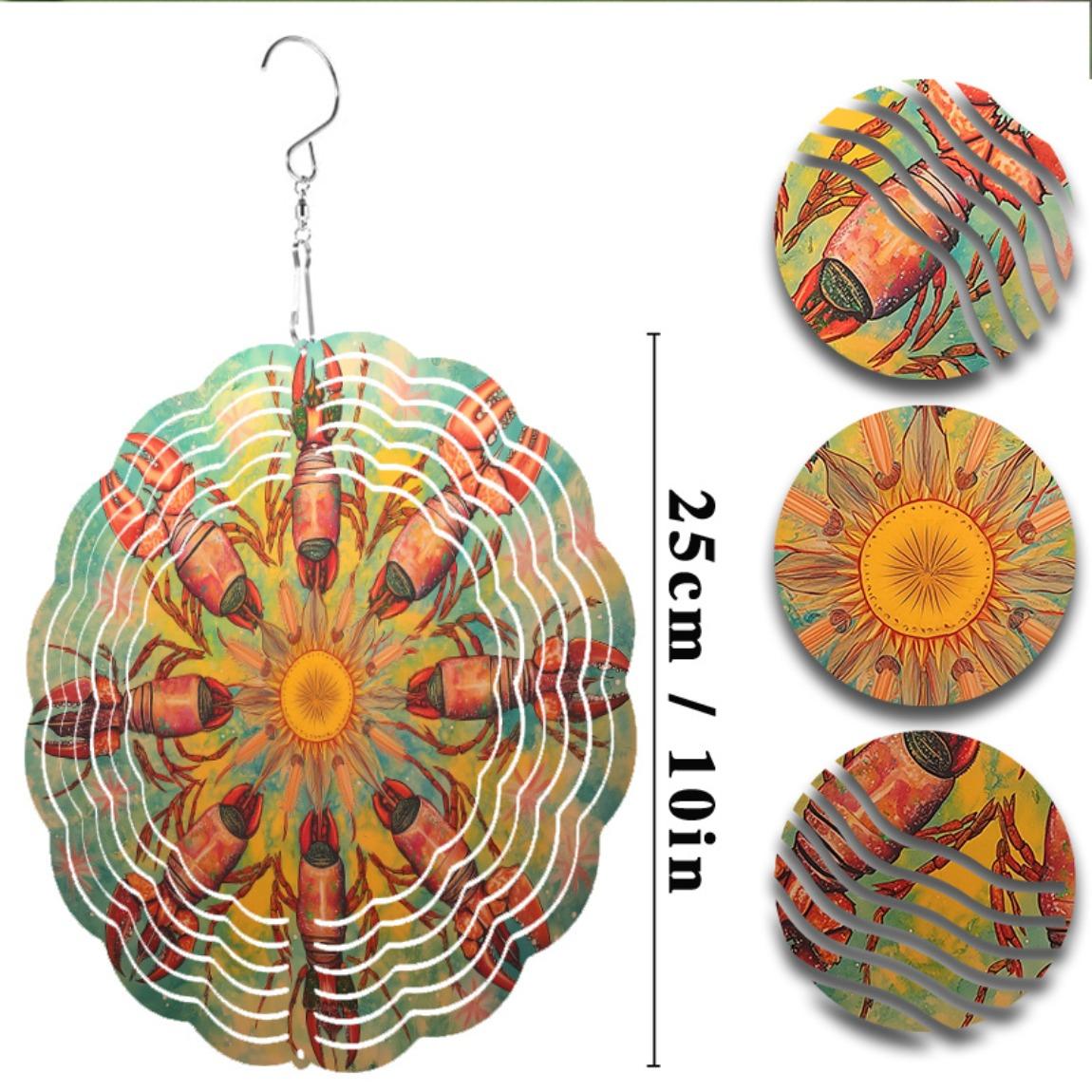 

10-дюймовый вращающийся колокольчик ветра с крючком на 360 градусов, яркий калейдоскопический дизайн для декора сада, балкона, улицы, весна-лето 01A