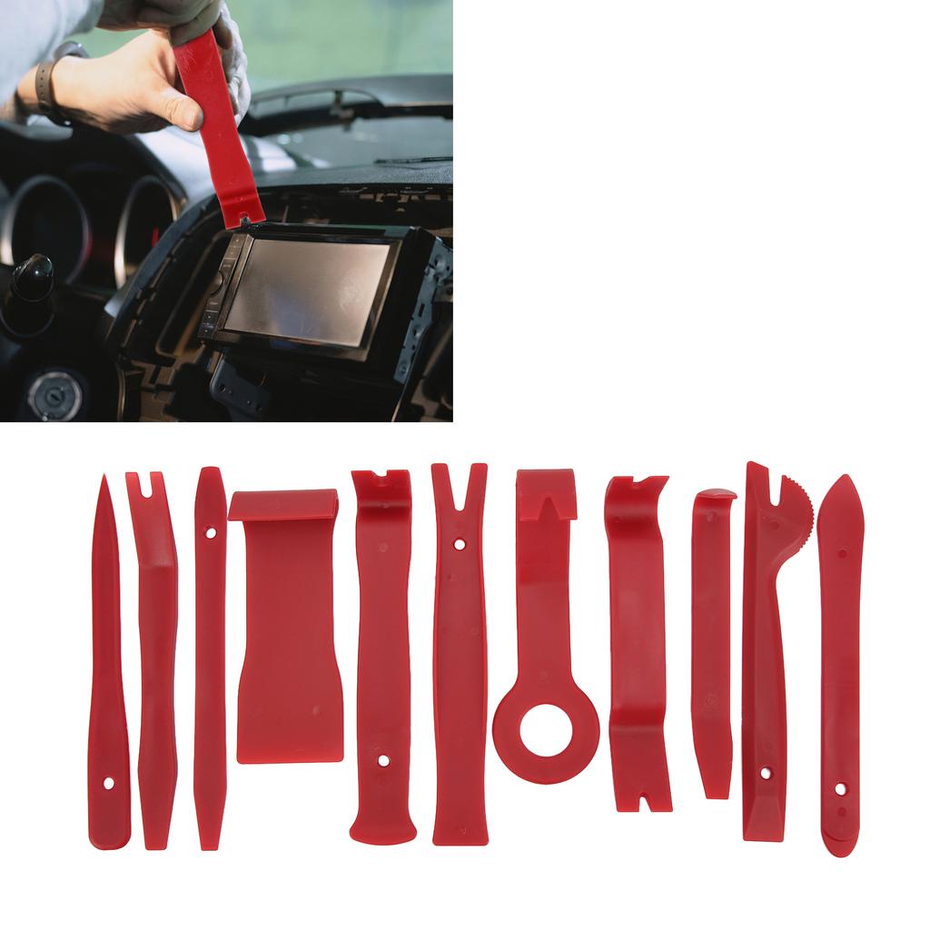 11PCS Set Car Audio Removal Tool Multifunctional Red with Oxford Cloth Bag Maintenance Repair Kit