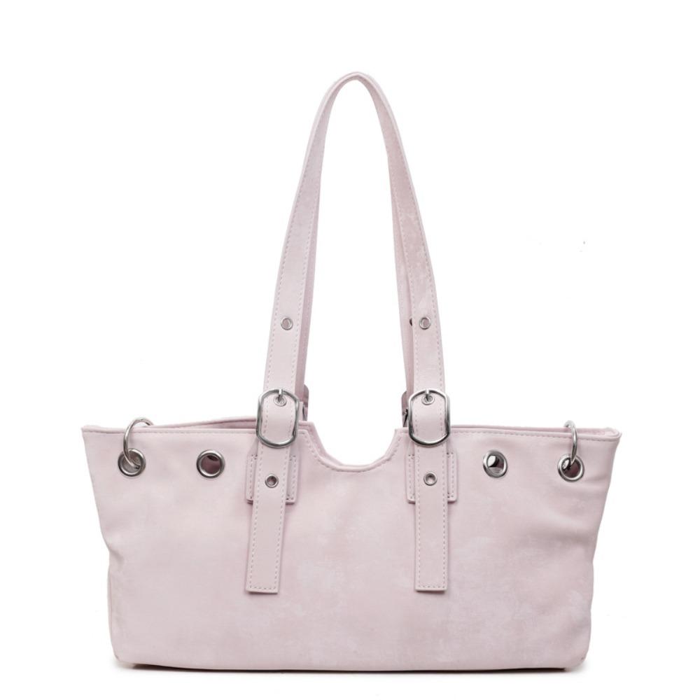 

Tote Bag Matte PU Tote Bag Solid Color Underarm Packs Fashion Large Capacity Handbag Office Worker розовый