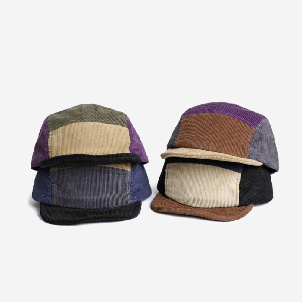 Color Matching Five-panel Sun Hat Short Brim Flat Edge Hat Baseball Cap For Autumn and Winter