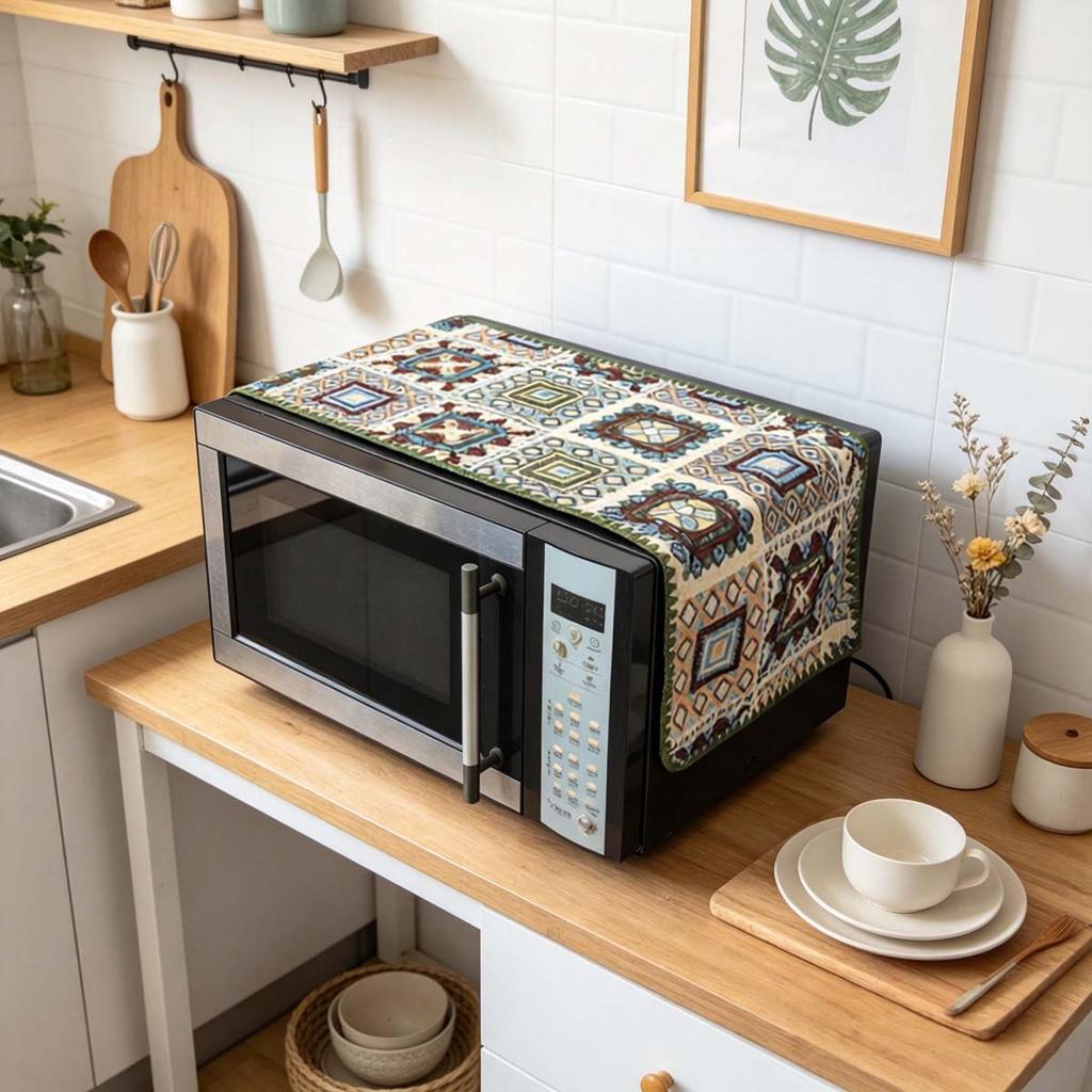 30x90cm Environment Friendly Cotton Linen Microwave Dust Cover