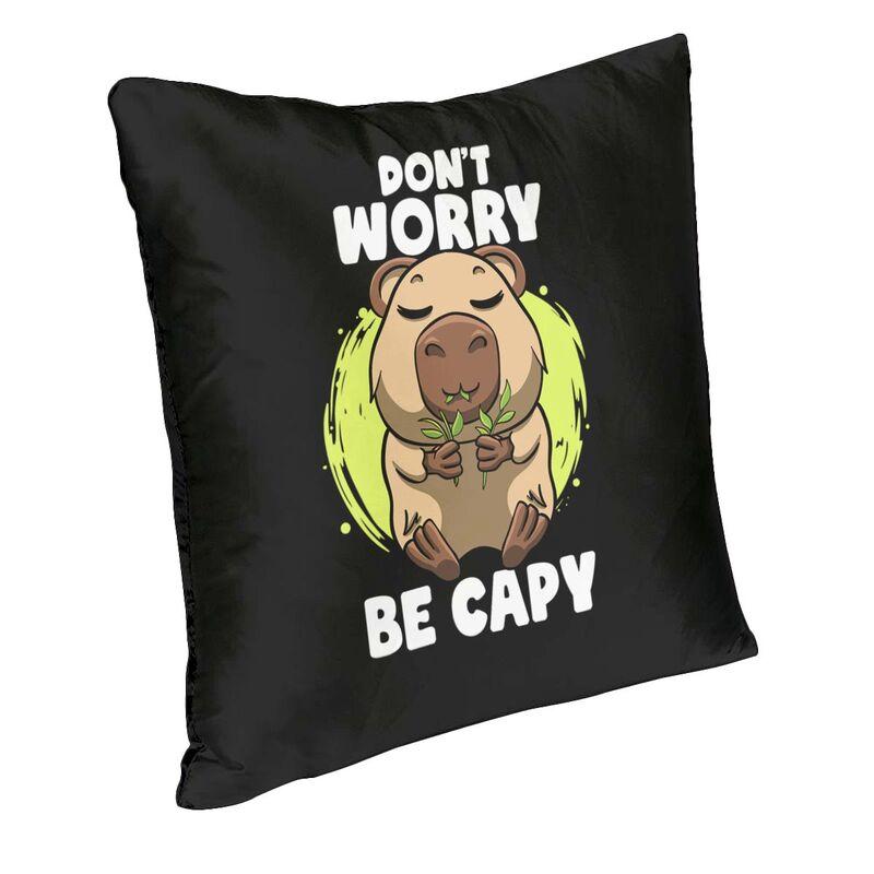 Funny Capybara Face Luxury Throw Pillow Cover Home Decorative Dont Worry Be Capy Cushions for Sofa
