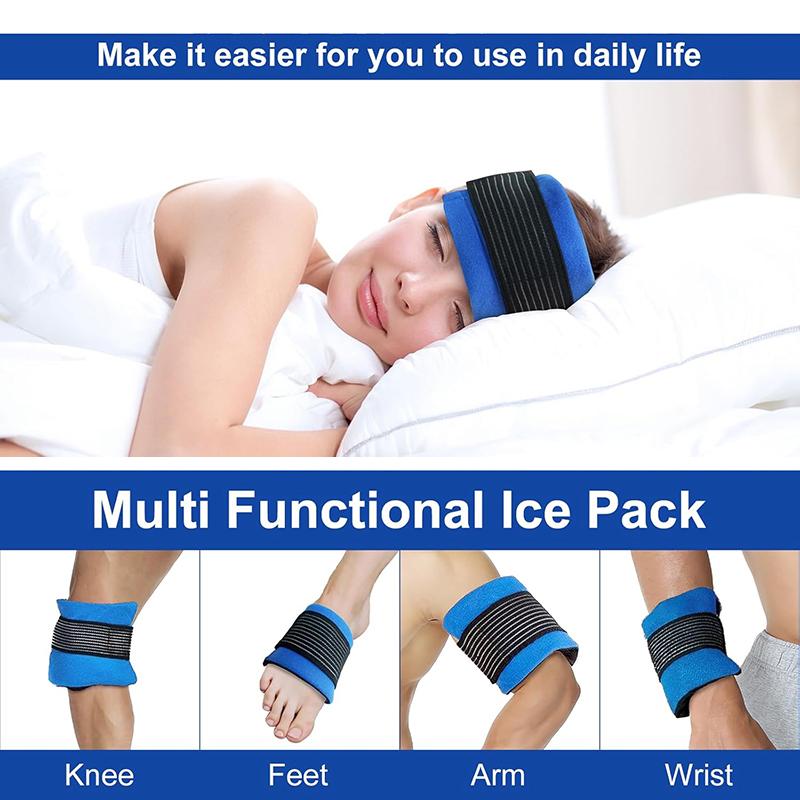 Gel Ice Packs With Elastic Strap Adjustable Wrap Hot Cold Compress Gel Packs For Shoulder Back Knee Neck Ankle