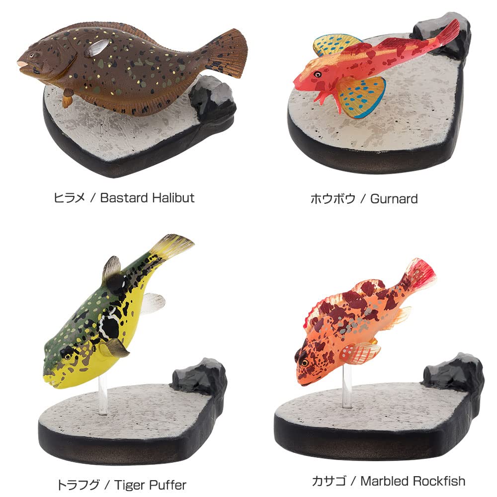 Calorata Saltwater Fish Figure Deluxe Set (15 Species  Boxed  Instruction Manual  Food Sanitation Law Compliant) 3D Illustrated Guide, Realistic Fish