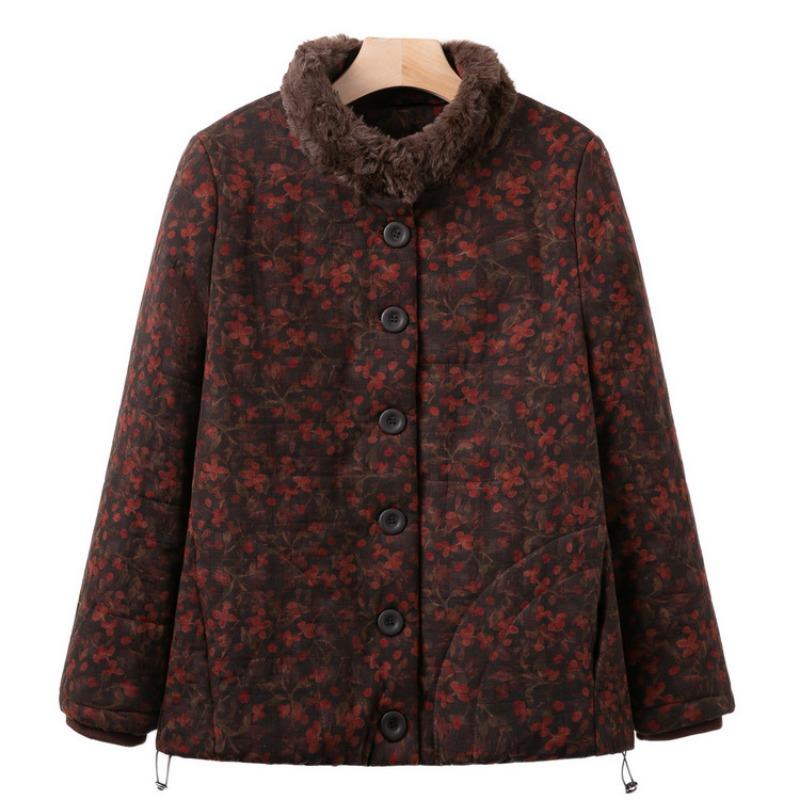 

Grandma jacket women s middle-aged and old winter velvet thickened warm padded jacket mother jacket 5XL (recommended 150-82.5kg)