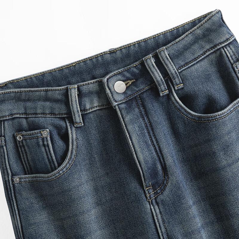 Syboshe Women's Washed High-Waist Wide-Leg Lined Jeans