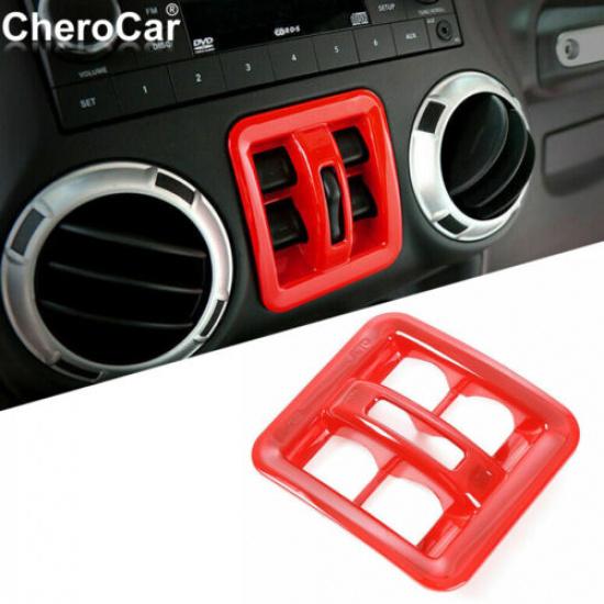 Red Window Lift Switch Cover Trim Frame For Jeep Wrangler JK 2011-17 Accessories