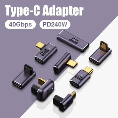 USB 4.0 PD 240W 8K 60Hz nabíjecí konektor pro Macbook 40Gbps vysokorychlostní USB C OTG Adaptér ve tvaru U s přímým úhlem samec-zásuvka