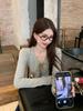 Women's Retro Tie-Up Design Long-Sleeve Textured Cropped T-Shirt for Autumn/Winter